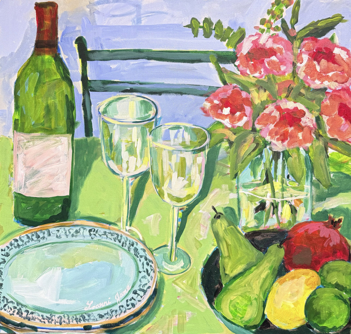 Fruits, Peonies & Wine