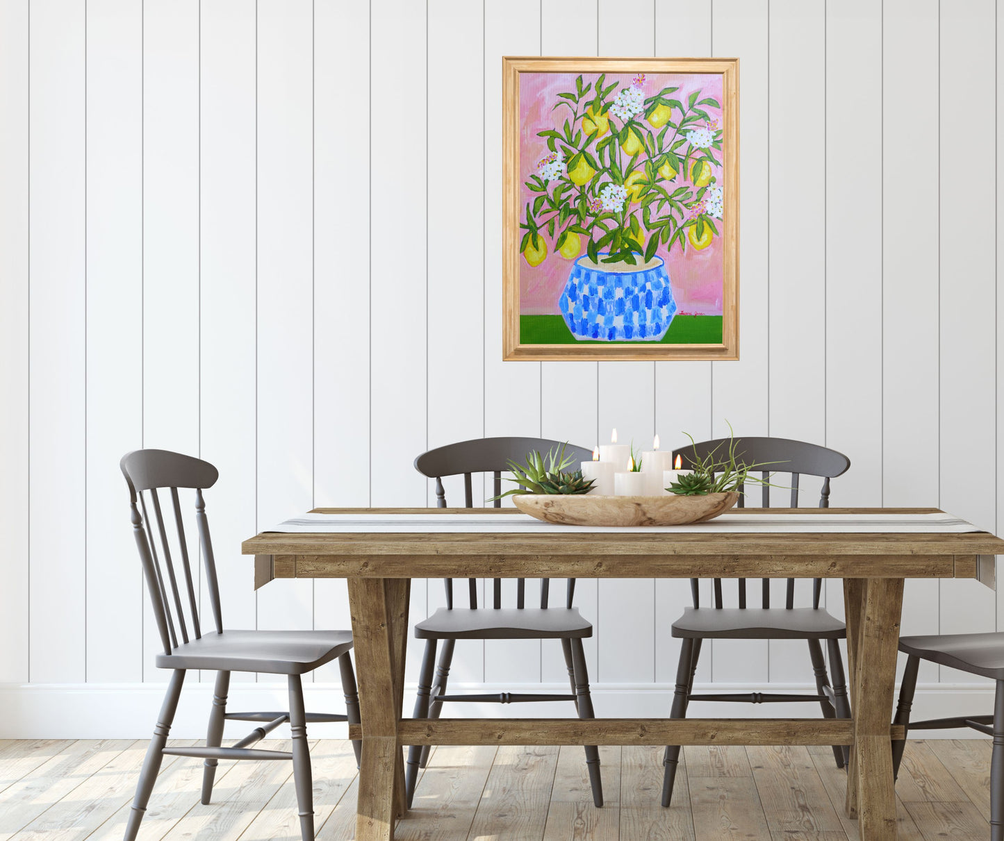 Lemon Blossom Tree – Original Acrylic Painting on Canvas (18x24 Inches)
