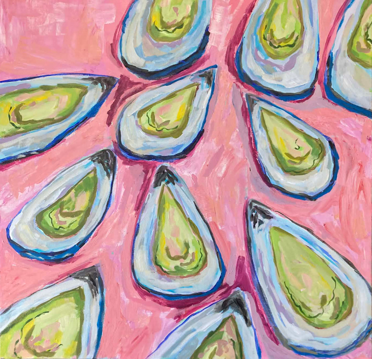 Coastal Elegance – Original 20x20 Oyster Acrylic Painting
